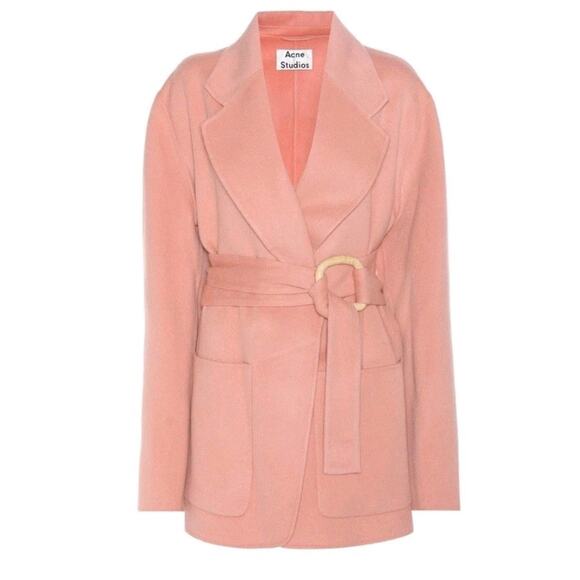 Acne Studios Lilo Doublé Jacket Sz XS FR 32 Pink Wool Cashmere Belted (V4